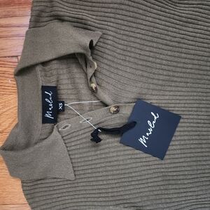 Marled Green Short Sleeve Tee with Ribbed Texture
